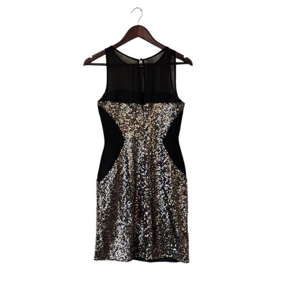 Aidan Mattox Black With Good Sequin Illusion Dress - Picture 4 of 17